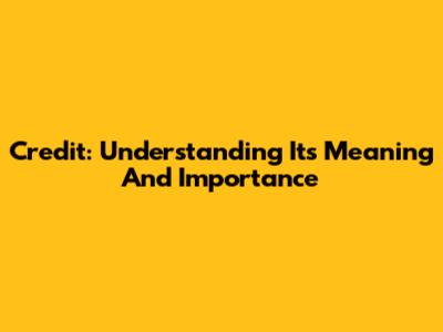 Credit: Understanding Its Meaning And Importance